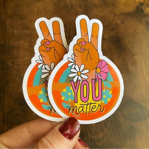 Retro You Matter ✌🏼 Glossy Sticker - Picture 1 of 6
